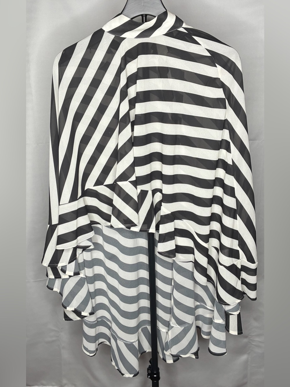 Eloquii Black & White Ruffle Detail Asym Cape